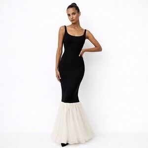 Harithand Edda Maxi Dress 14 Evening Prom Silk Formal Bodycon Mermaid Ruffle NEW